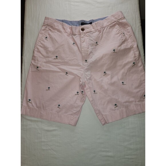 Tommy Hilfiger Chino Shorts Mens 32 Pink 8.5" Palm Tree Island Beach - Picture 1 of 7